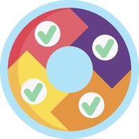 A colorful circle with check marks on it vector