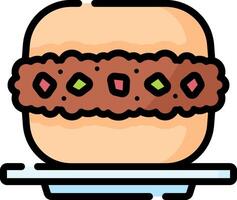 A hamburger on a plate with a white background vector