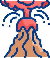 A cartoon volcano with a red explosion vector
