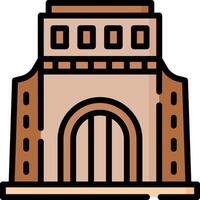 A building with a tower and a gate vector