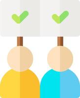 Two people holding up signs with check marks vector