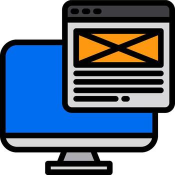 un computadora monitor con un correo electrónico icono en eso vector