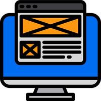 A computer monitor with a web page on it vector