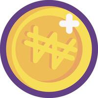 A yellow coin with a plus sign on it vector