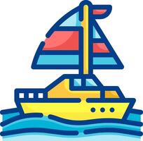 A yellow boat with a sail on it vector