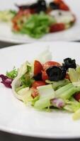 add black olives to salad restaurant backstage cooking buffet master class cooking cherry tomato and quail egg salad step by step. Salad with chicken, tomatoes, olives, lettuce, quail eggs video