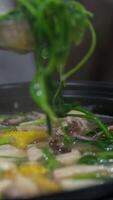 Asian Herb Soup. use a ladle to scoop up soup and put it in a bowl. Arabic soup with herbs video