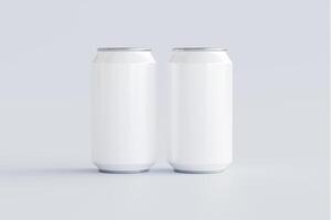 Blank mock-up of an aluminium soda can on an isolated white background. 3D rendering to show the product photo