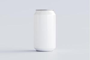 Blank mock-up of an aluminium soda can on an isolated white background. 3D rendering to show the product photo