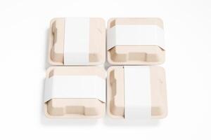 Takeaway food cardboard box container box mockup with copy space isolated on white background photo