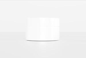 3D Collection of Cream Jars on White Background Realistic Mockups of Cosmetic Containers, Plastic or Glass with Lids, Blank for Branding photo