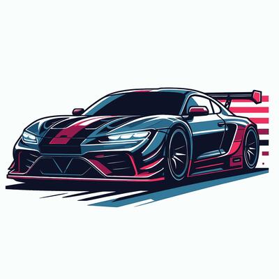 A racing car with a red stripe on it
