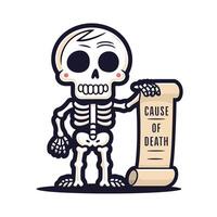 A skeleton holding a scroll with the words curse of death vector