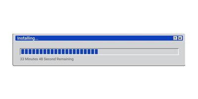 Retro installing program in blue color. Old setup program for Pc. vector
