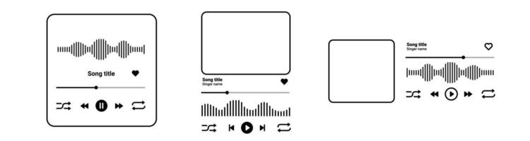 Music player with song title on modern style with wave and interface buttons. vector