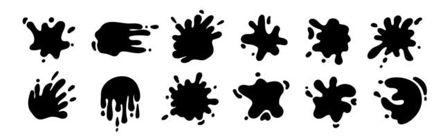 Black splash shape. Abstract dropped liquid in simple style for decoration. vector