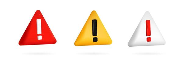 Set of warning triangle with exclamation mark. Symbol of danger. vector