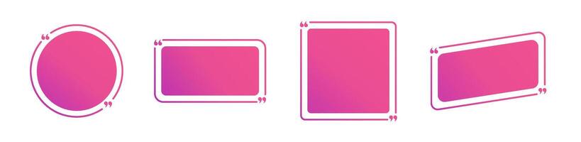 Pink set of quote frame without information with gradient. vector