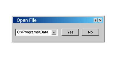 Old open file application for operating system. Search path for file. vector