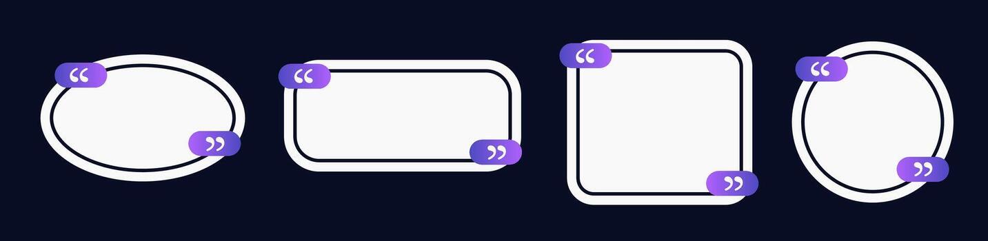 Purple set of quote frame without information with gradient. vector