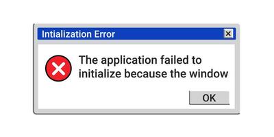 Error message on computer screen. System crash window. vector