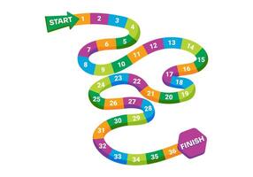 Snake board game for kids. Funny platform game in cartoon style with numbers. vector