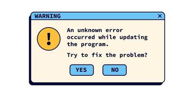 Warning retro window with information in blue color. vector