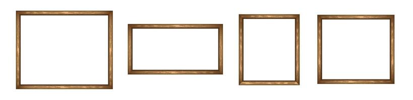 Set of wooden frame with gradient for pictures and photos. vector
