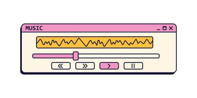 Retro music player for desktop. Nostalgic mediaplayer in pink colors. vector