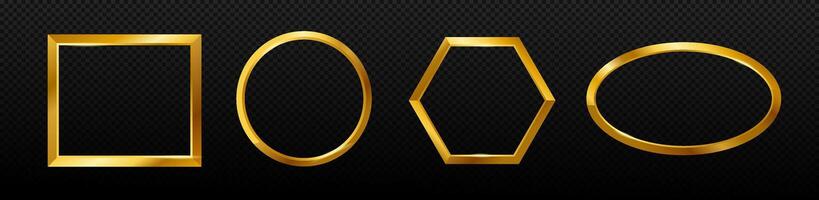 Golden frame for luxury decoration with gradient and different forms. Yellow modern frameworks vector