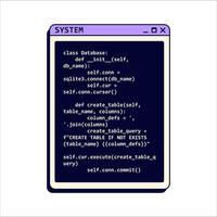Old system message in purple color with code. vector