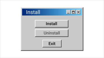 Old install window in blue color. Retro setup program. vector