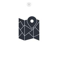 Route Map, pin on the map icon symbol illustration isolated on white background vector