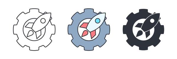 Advanced setting, Gear rocket icon symbol illustration isolated on white background vector