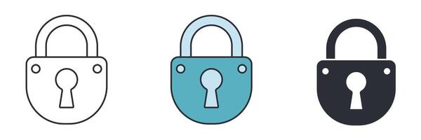 Secure Lock, Security system icon symbol illustration isolated on white background vector