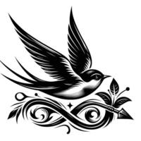 Tattoo design with a swallow and arrow vector