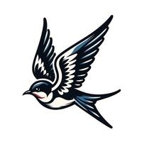 A flying swallow bird with a black and white beak vector
