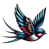A colorful swallow flying in the air vector
