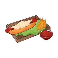 illustration of melted cheese hotdog with sauce vector