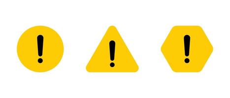 Warning sign, caution icon set in flat style. Danger message concept vector