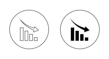 Decrease bar graph icon on circle line. Market crash concept vector