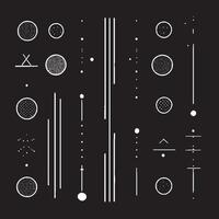 A set of lines and circles on a black background vector