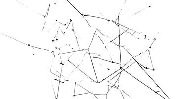 Black and white distressed abstract texture design with irregular intersecting lines, dots, and junctions vector