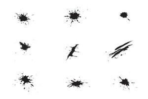 A set of black ink splatters on a white background vector