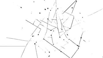 A distressed monochrome abstract texture pattern featuring irregular intersecting lines with dots and junctions in black and white vector