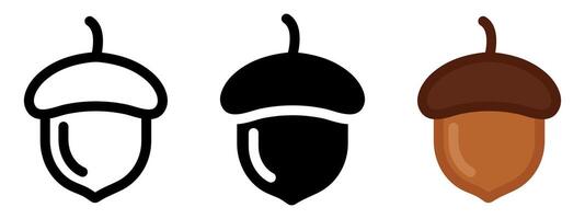 Acorn icon. Whole nut color sign. Oak nut symbol. Squirrel food pictogram. Autumn pictogram. vector