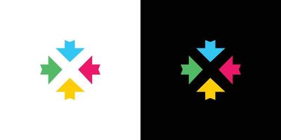 The X arrow logo design is unique and colorful vector