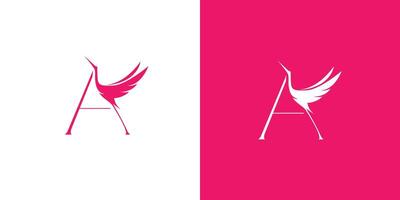 The stork logo design with the initials A is unique and modern vector