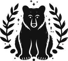 A black and white bear with laurel wreath vector