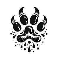 A black and white illustration of a paw print vector